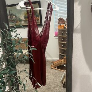 Luxurious Deep Red Lace Chemise
